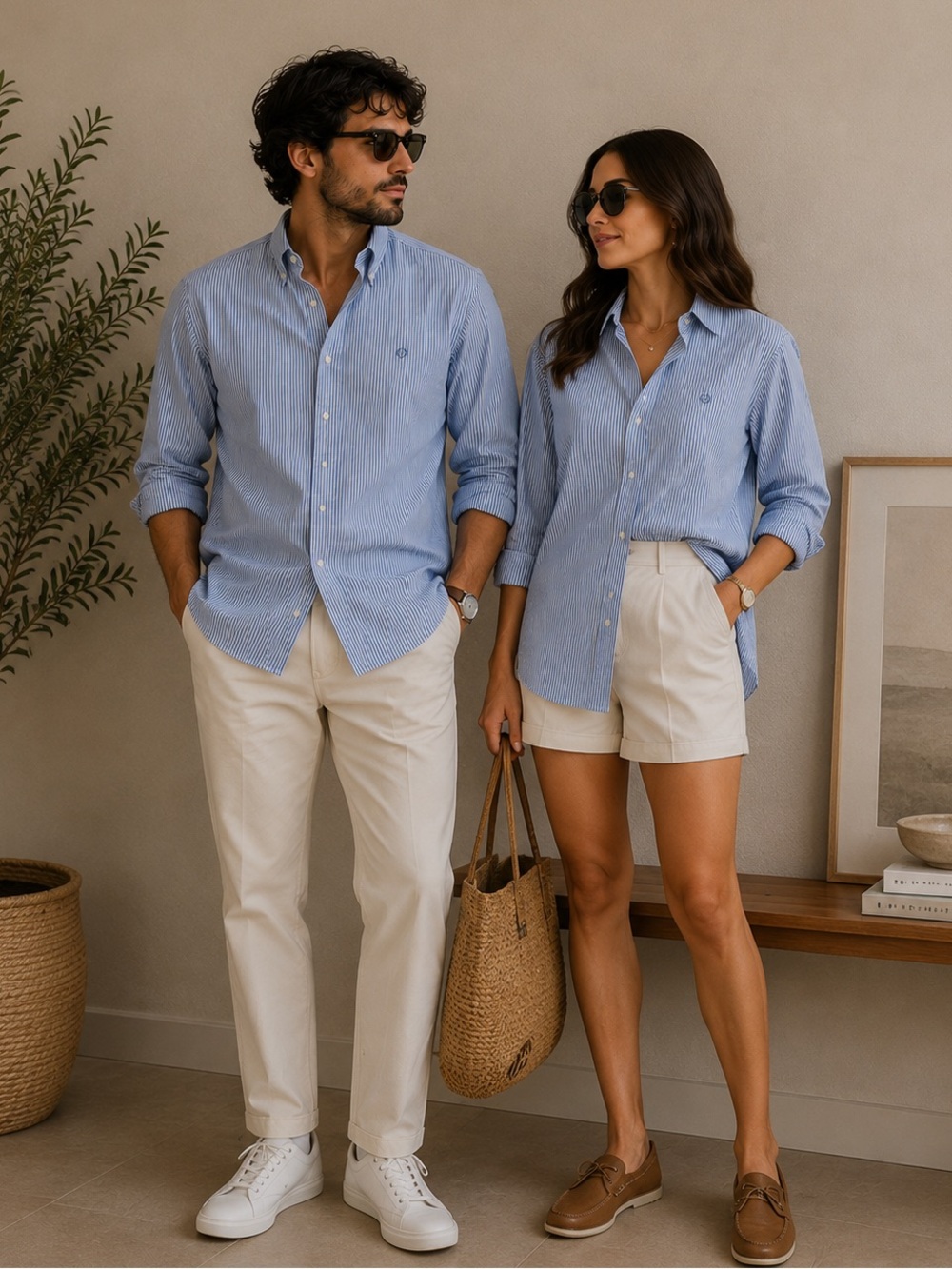 Lauren Ralph Lauren blue and white striped classic fit button down shirt